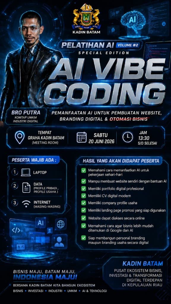 KADIN Batam Gelar Pelatihan AI Vibe Coding: Website & Branding Digital